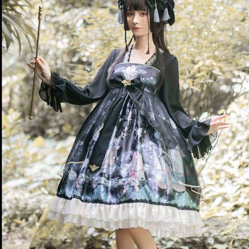 Chinese style big ribbon lolita dress