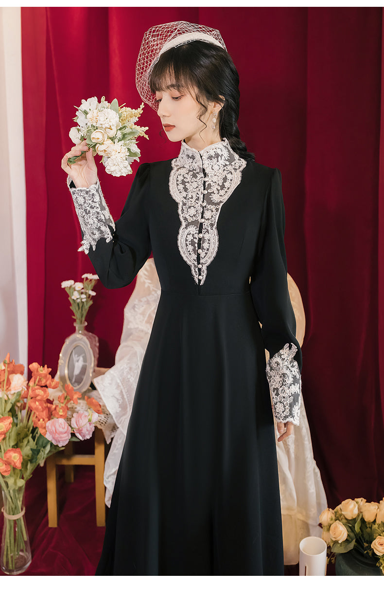 白刺繍のレトロフレンチ イブニングドレス – ロリータファッション通販