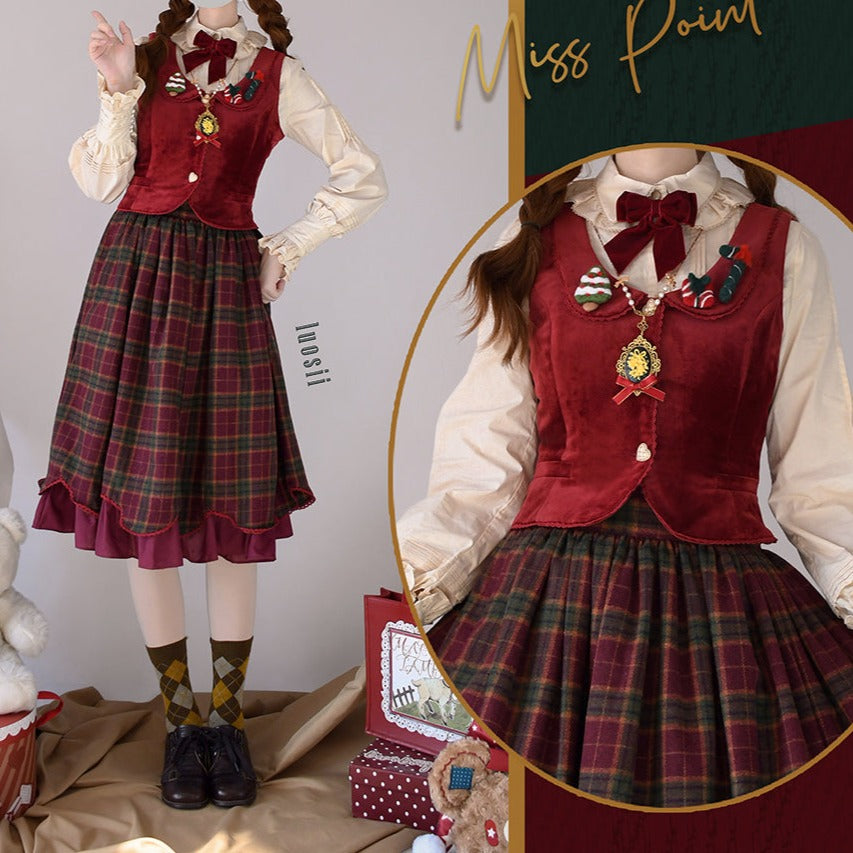 [Pre-order] Classical layered skirt with plaid pattern