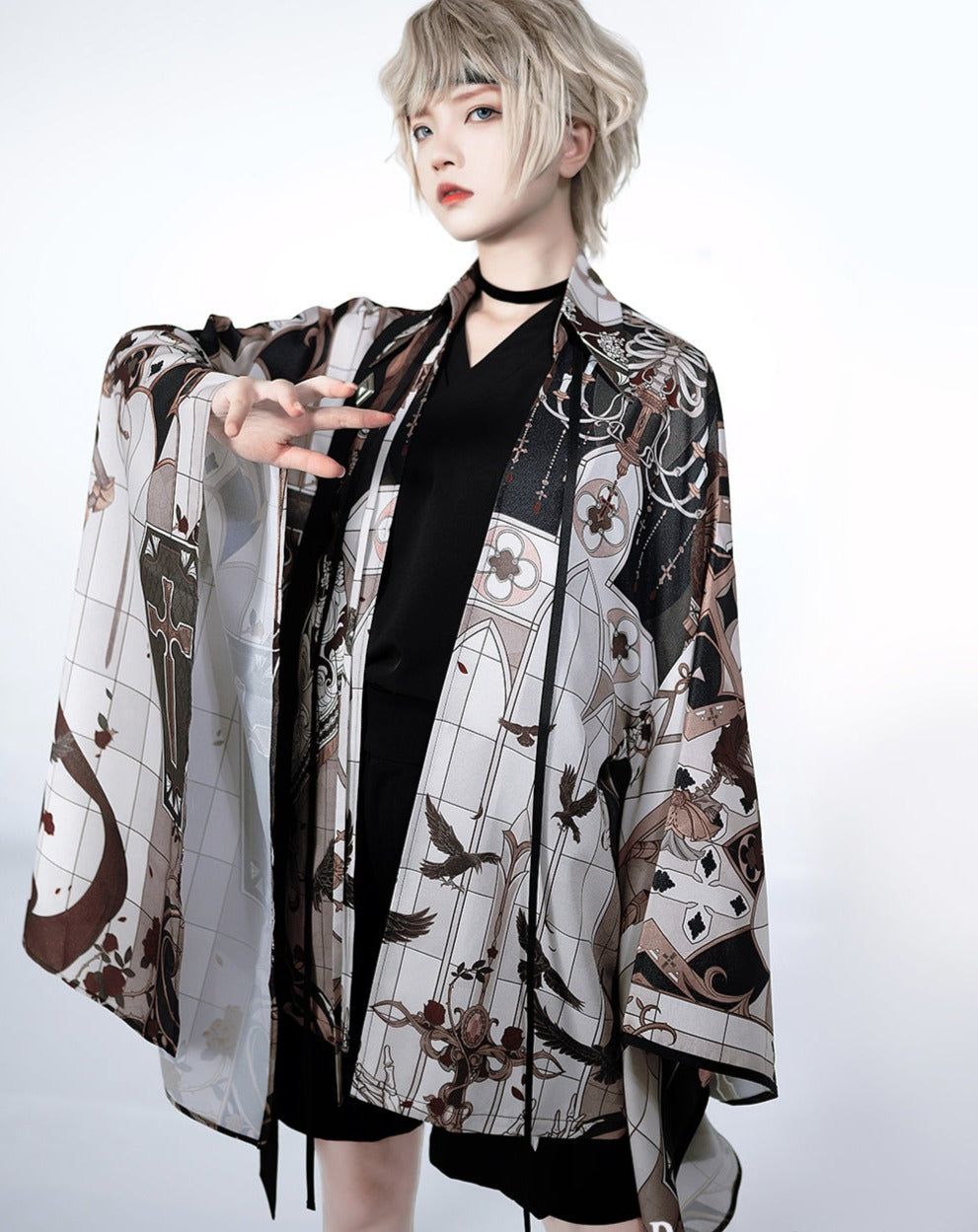 【予約販売】暗夜指令 皇子系×和風 ゴシックプリント羽織