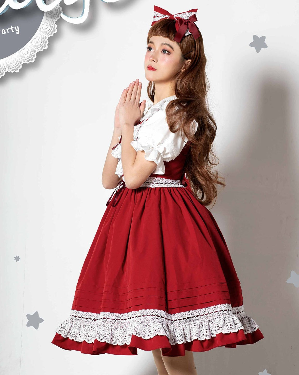 Ruffled lace jumper skirt with headband All 10 colors