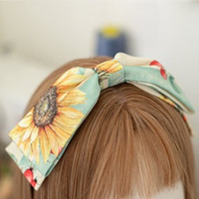 向日葵と果実のクラシカルジャンパースカート リボンのヘアアクセ付