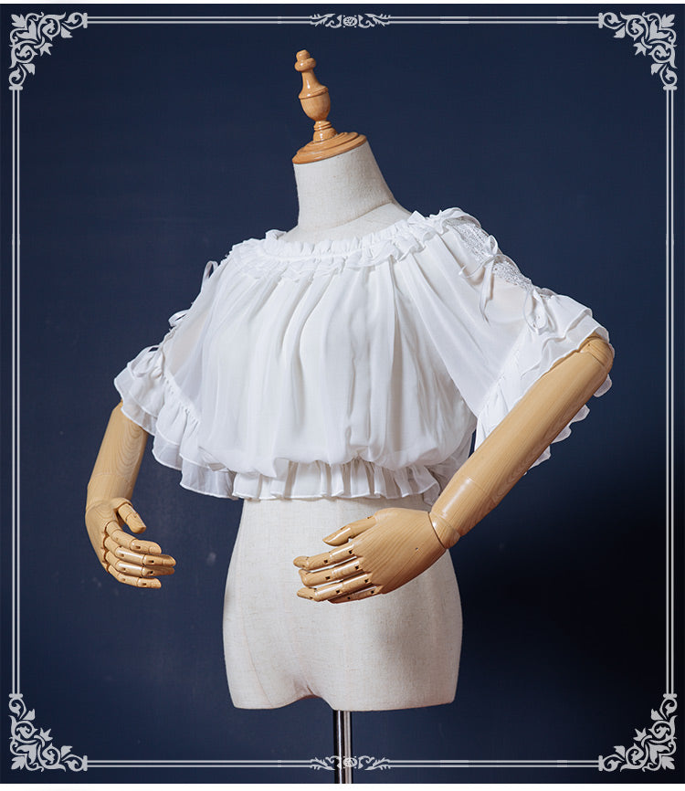 Chiffon half-sleeve sheer blouse