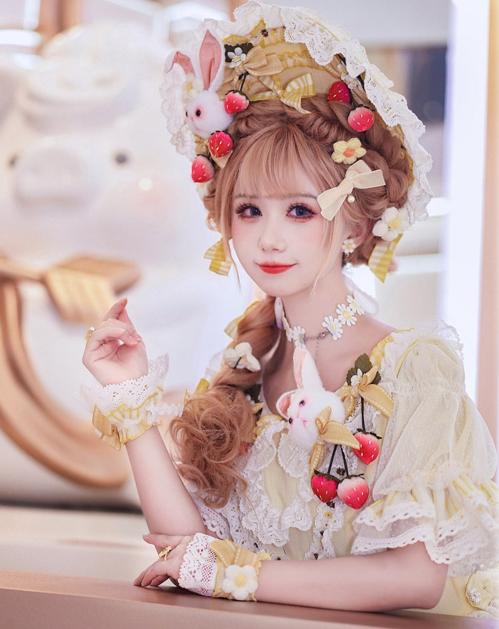 フリルとリボンのストロベリープリンセスドレス 全4色