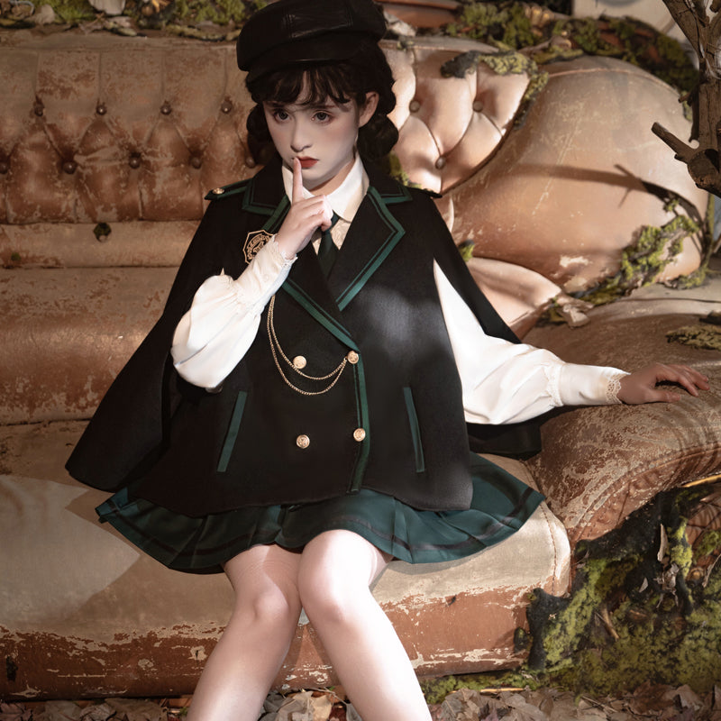 Magic academy setup with uniform style cloak