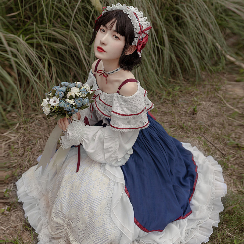 オフショルダー レイヤースカート ロリータドレス