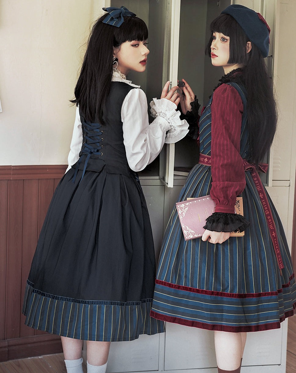 [Pre-order] Lord and noble's gothic lolita vertical striped skirt and vest