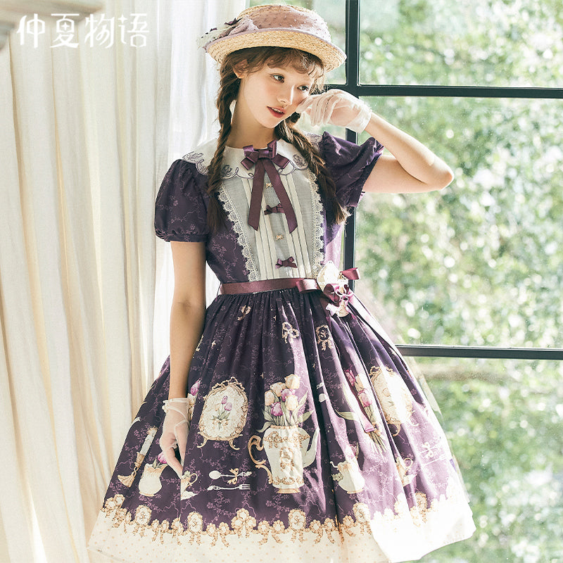 Tulip Tea Party Embroidered Collar Dress