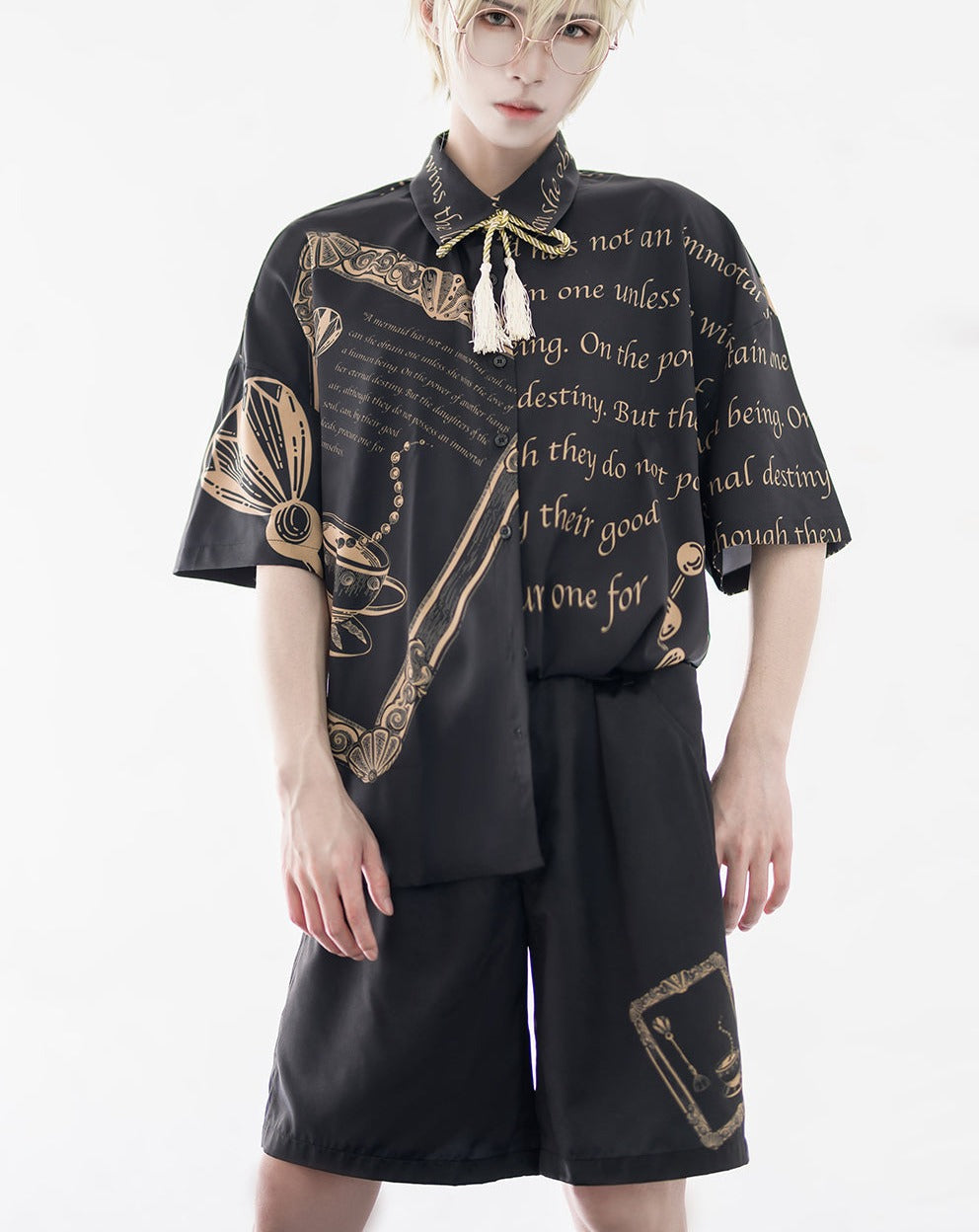 Prince Lolita Black Printed Short Pants