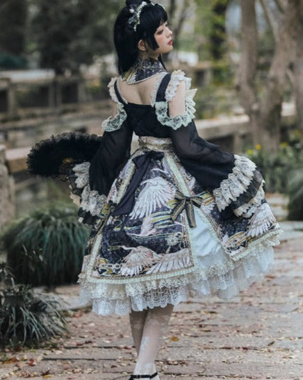 鶴の飛翔 華ロリプリンセスドレス フルセット – ロリータファッション