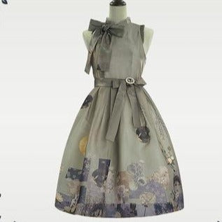 Moonlight flower Japanese style print jumper skirt Japanese loli