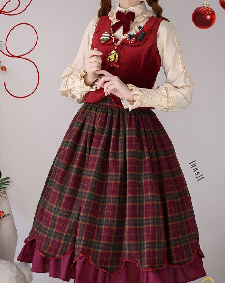 [Pre-order] Classical layered skirt with plaid pattern