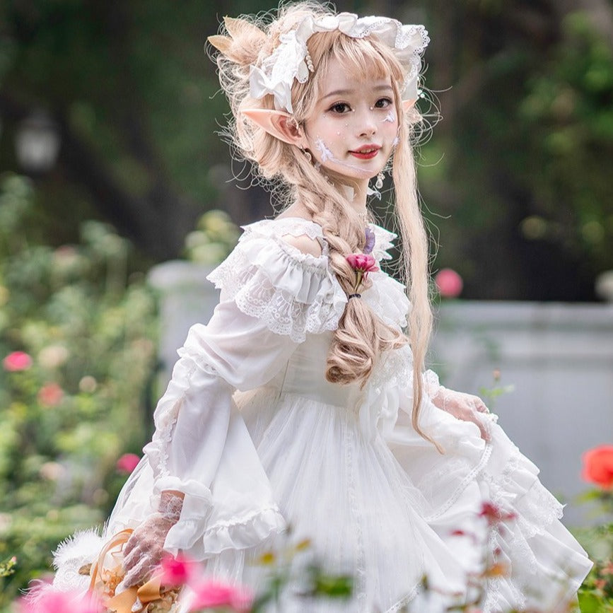 lace-up flower lolita jumper skirt