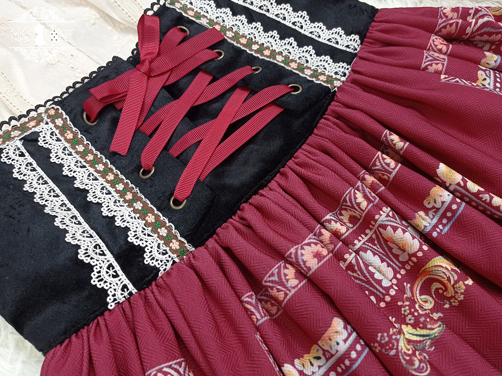 [Pre-order] Bavarian Girl Country-style Jumper Skirt [Long Type]