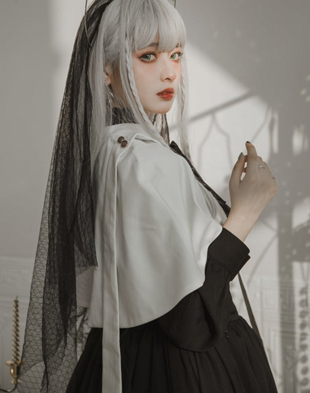 【予約販売】Holy academy 学院風 ゴスロリ スカート・マントセットアップ