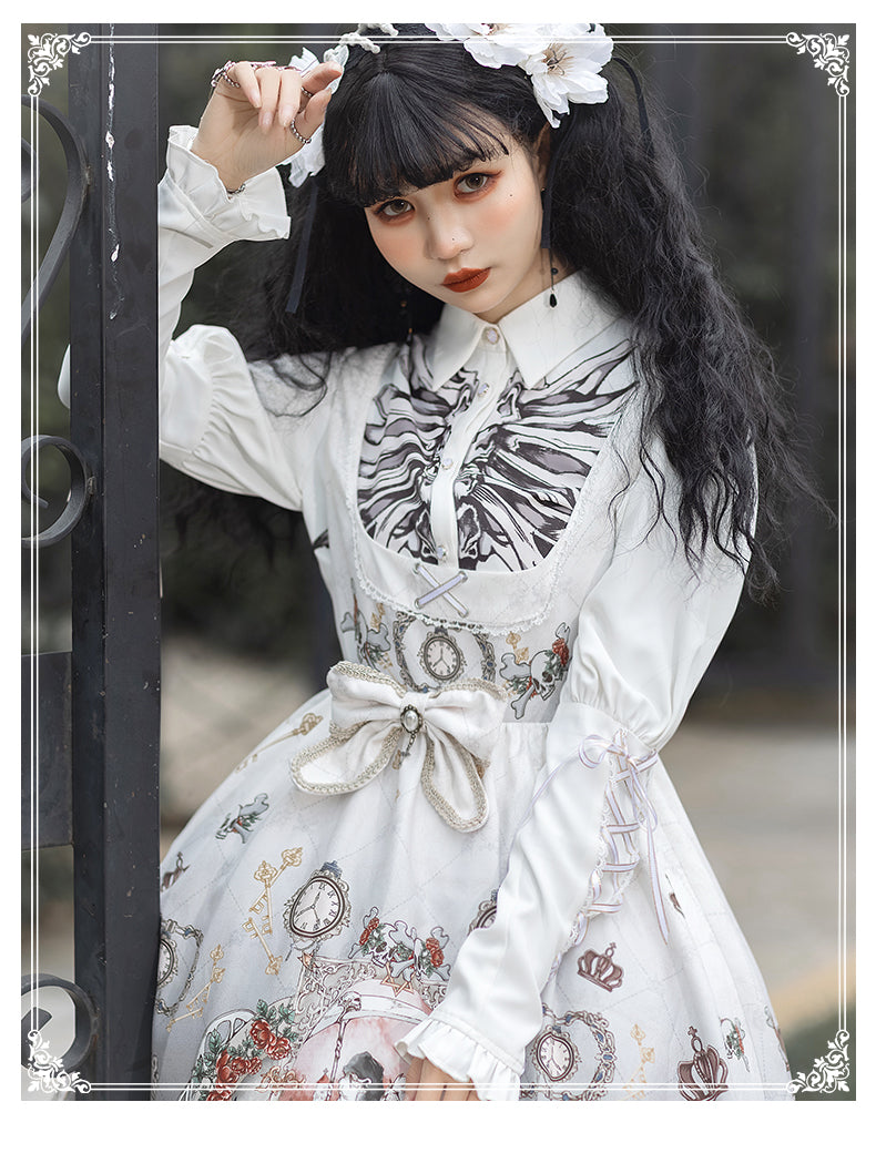 【予約販売】Dark Fairy Tales スケルトン柄ゴスロリブラウス