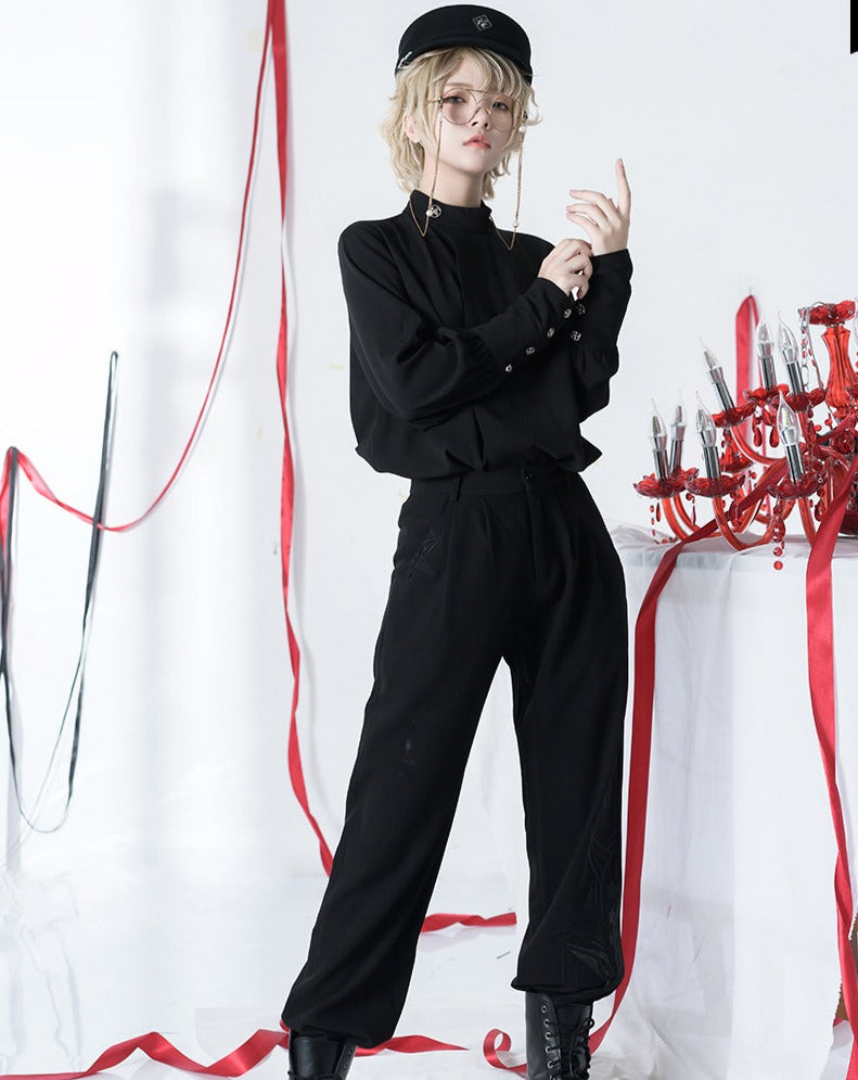 [Pre-order] Black Knight Prince stand collar blouse