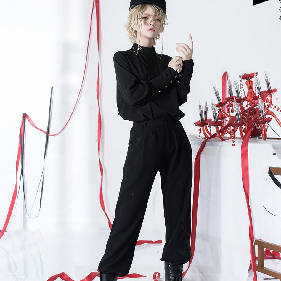 [Pre-order] Black Knight Prince embroidered pants
