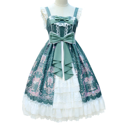 【予約販売】ダブルリボンフロントレース ロリータジャンパースカート