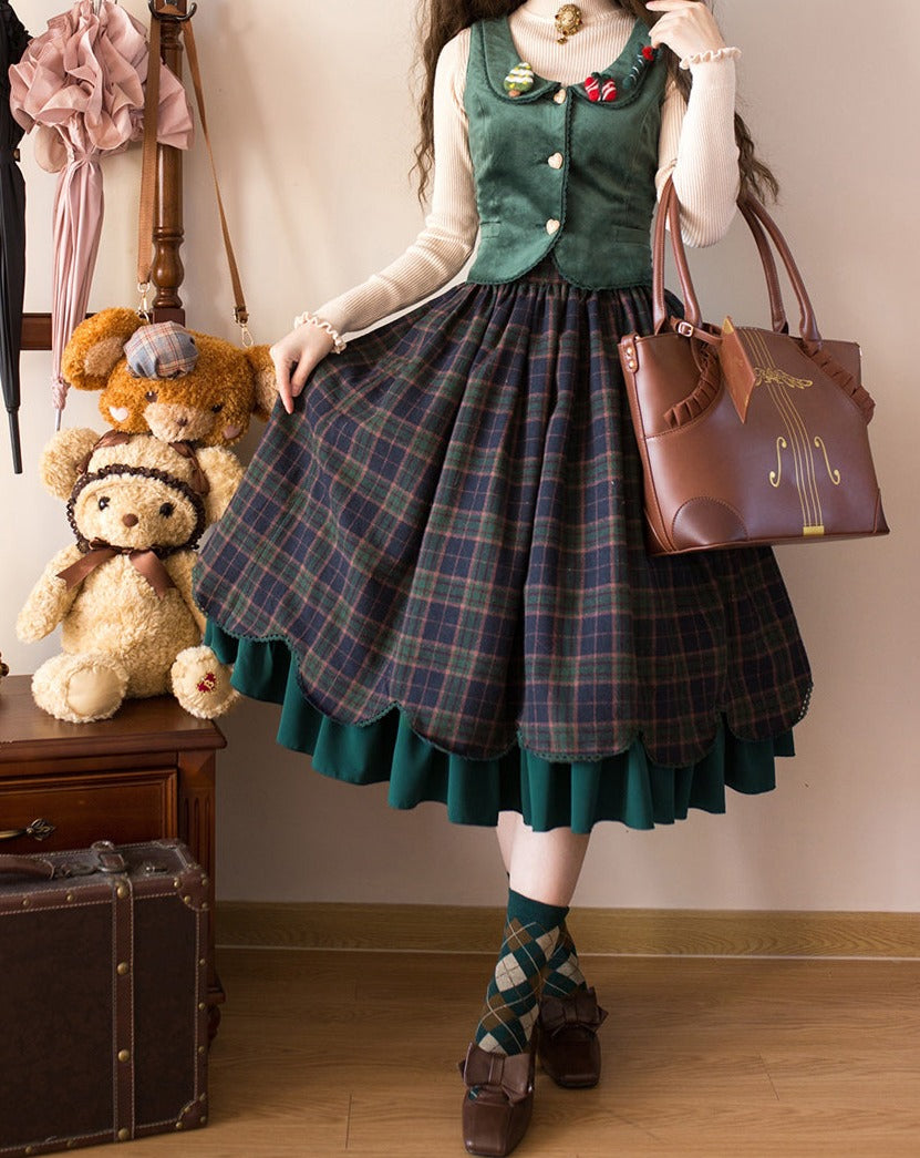 [Pre-order] Classical layered skirt with plaid pattern