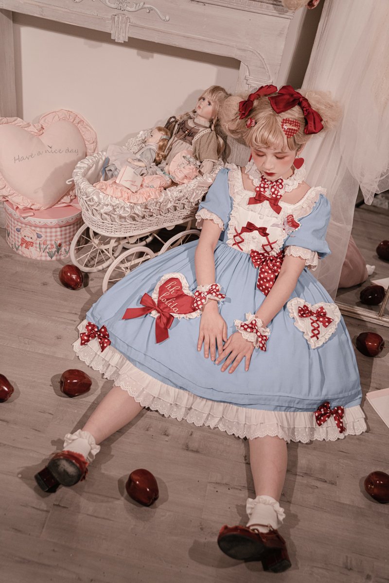 ハートとリボンがいっぱいのラブリー 甘ロリ ワンピース｜アイドル衣装｜