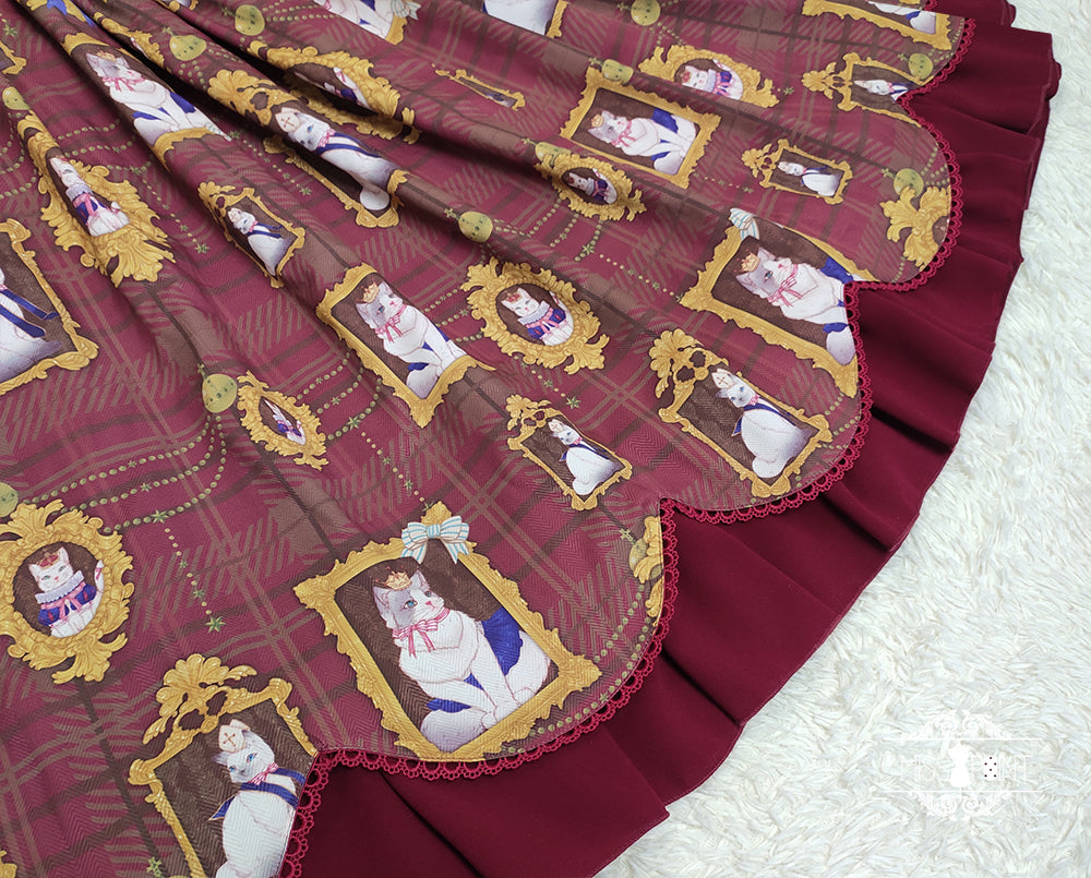 [Pre-order] Frame Cat and Checkered Layered Skirt