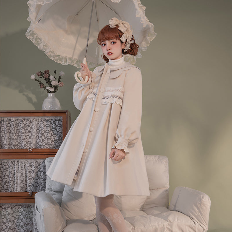 フラワー調のフリル襟 Aラインコート – ロリータファッション通販RonRon