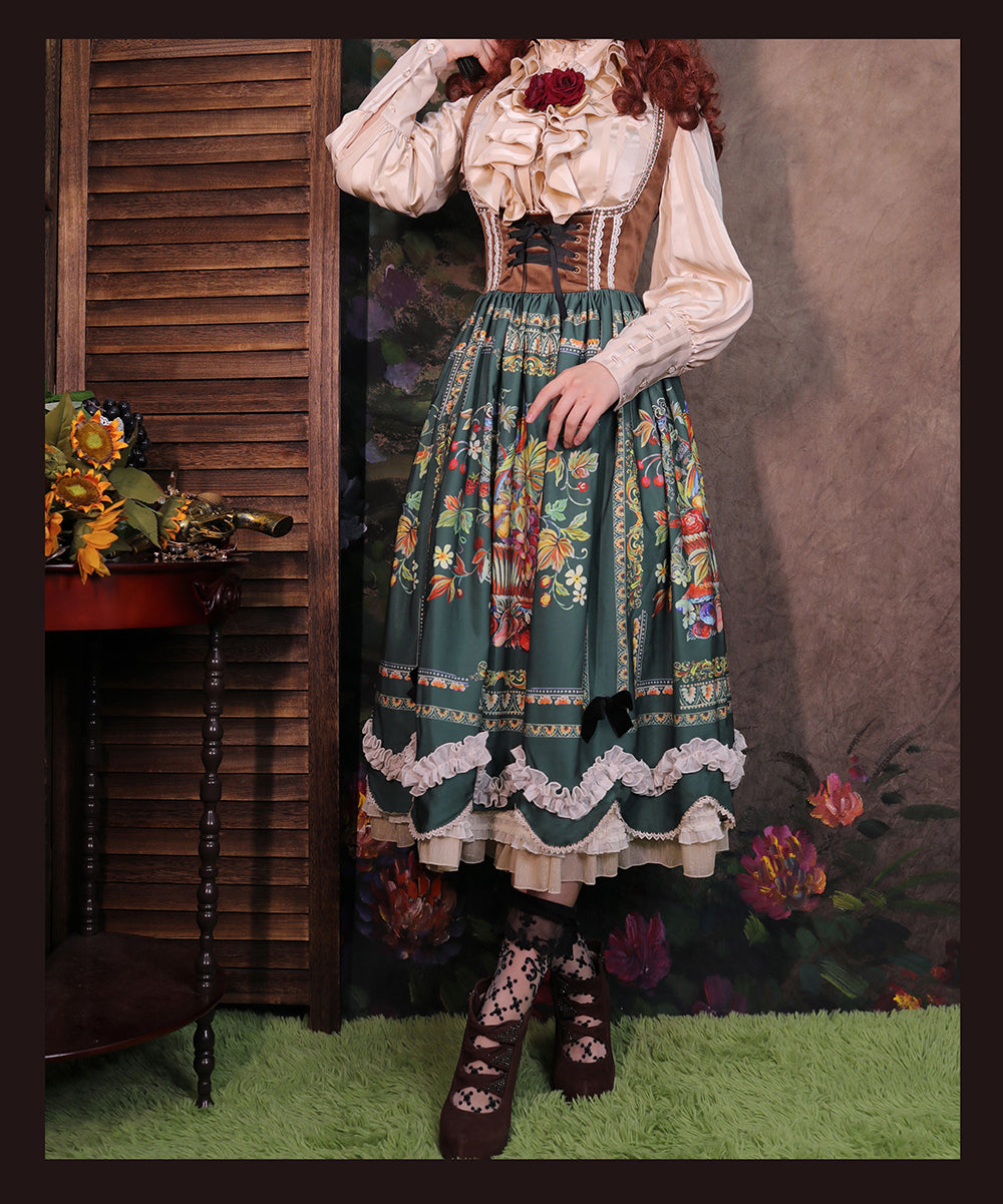 [Pre-order] Bavarian Girl Country-style Jumper Skirt [Long Type]