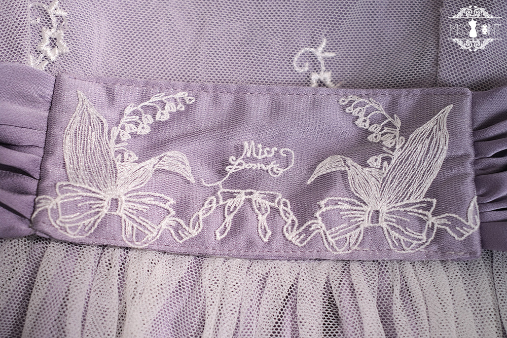 【予約販売】鈴蘭の花刺繍 三段レースワンピース（ロング丈）
