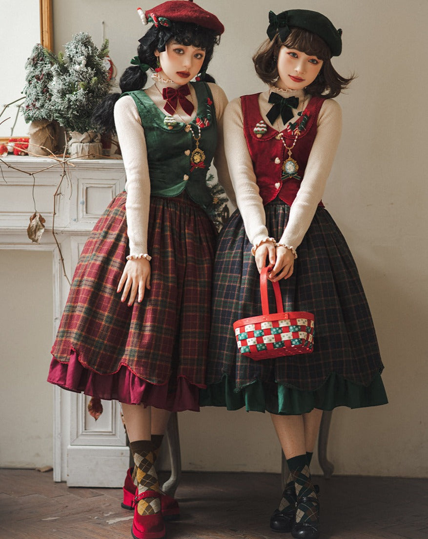 [Pre-order] Classical layered skirt with plaid pattern