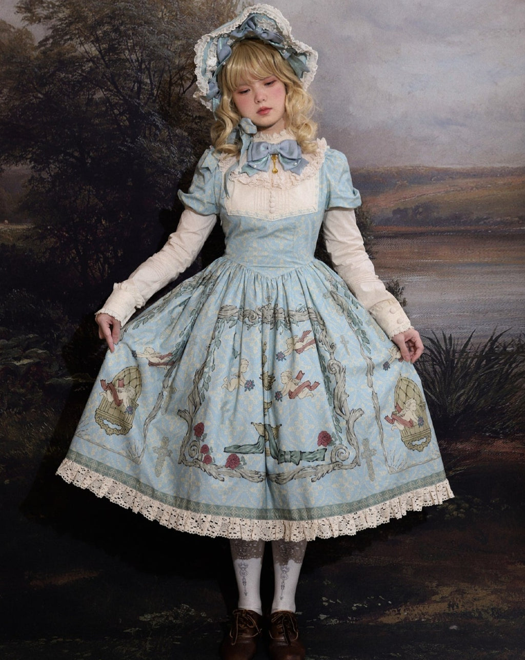 Wonderland Paradise アンティーク調コットンワンピース 付け袖付き