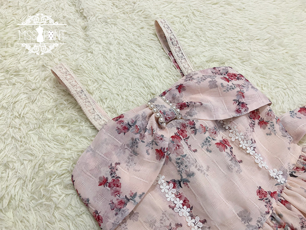【予約販売】花海棠のフロントリボンクラシカルジャンパースカート