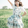 アイドル風フリルとチェックの2wayエプロンスカート