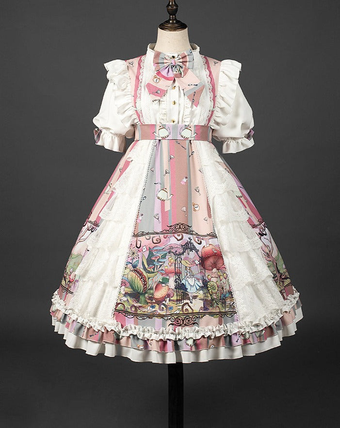 Alice in Wonderland sweet loli pink dress and headband