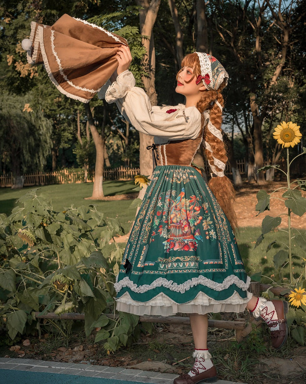 [Pre-order] Bavarian Girl Country-style Jumper Skirt [Long Type]