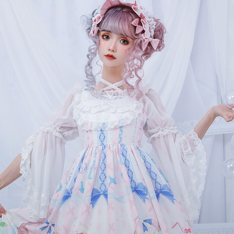 チューブトップ シフォン フレアスリーブ ブラウス