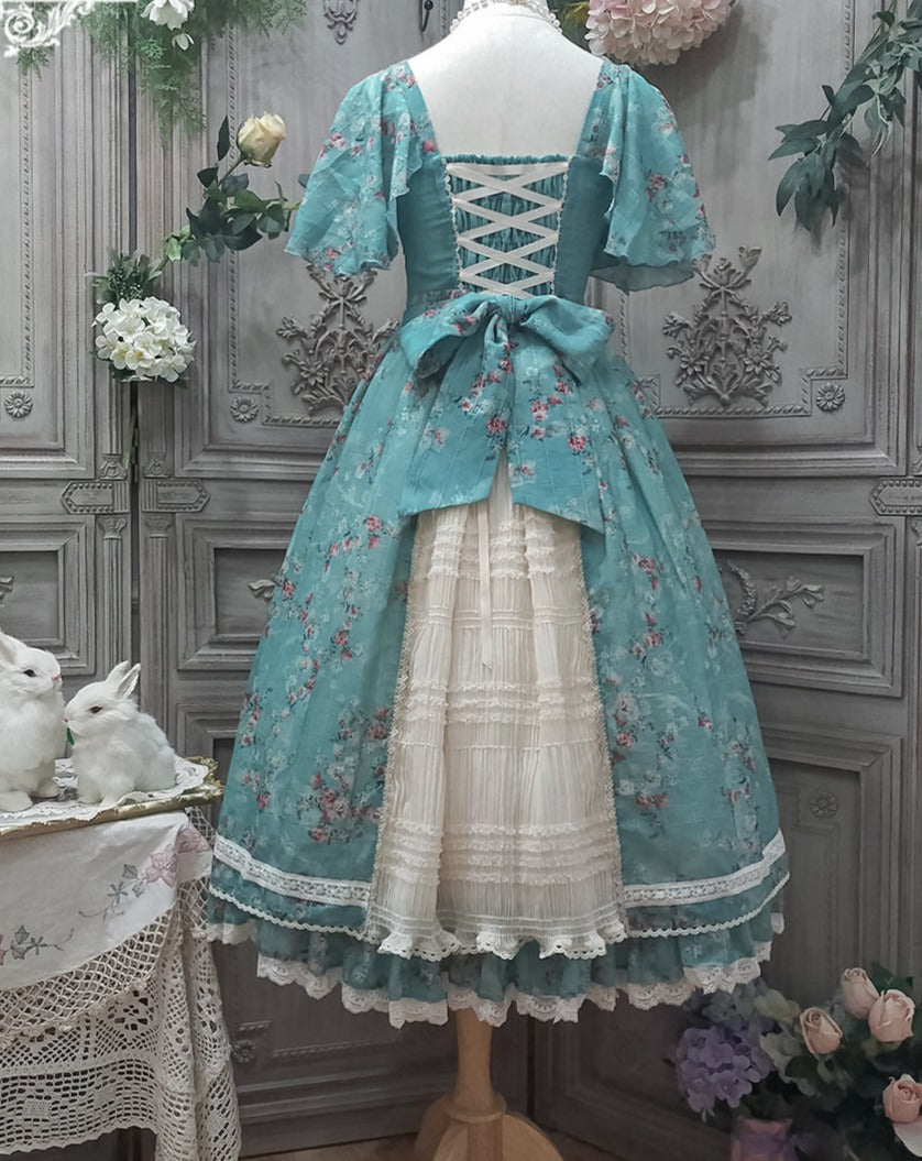 【予約販売】花海棠のフロントリボンクラシカルワンピース