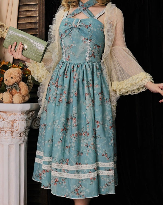 【予約販売】花海棠のフロントリボンクラシカルジャンパースカート