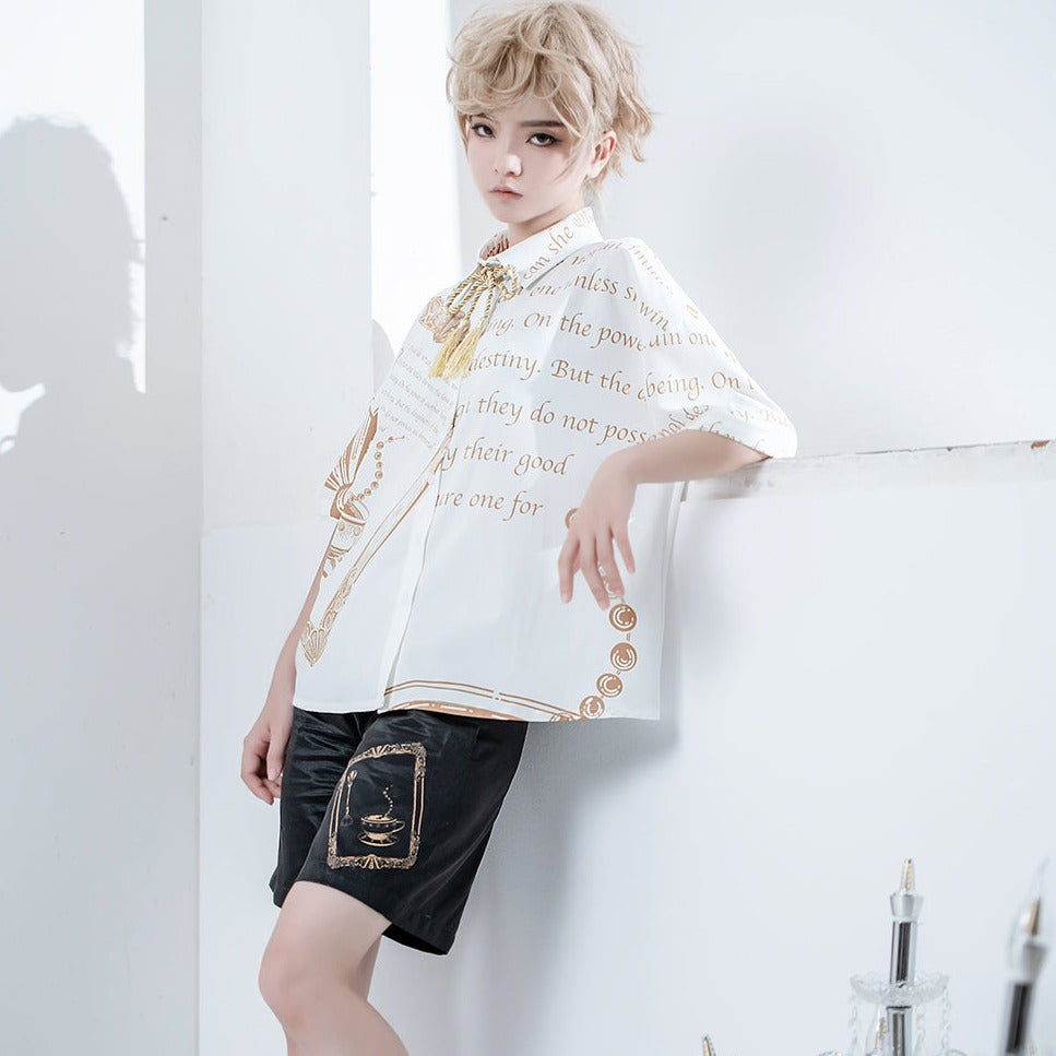Prince Lolita Black Printed Short Pants