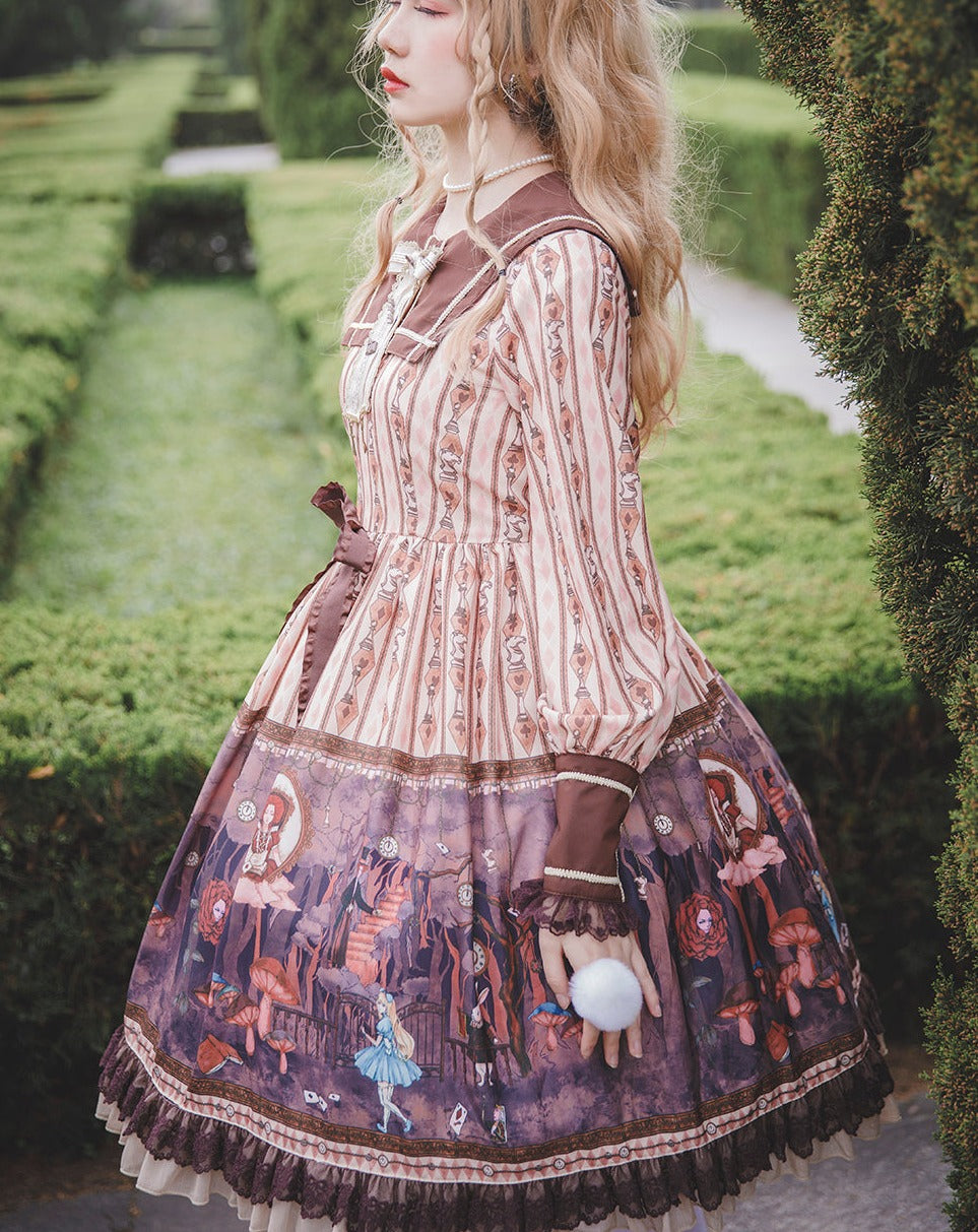 Alice in the Dark Forest Square Collar Dress