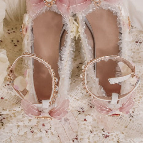 Chiffon Ribbon Princess Shoes 5cm Heel Lolita Shoes
