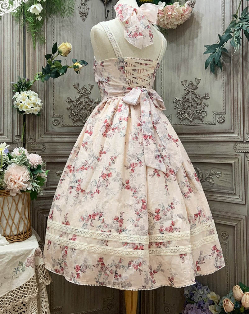 【予約販売】花海棠のフロントリボンクラシカルジャンパースカート