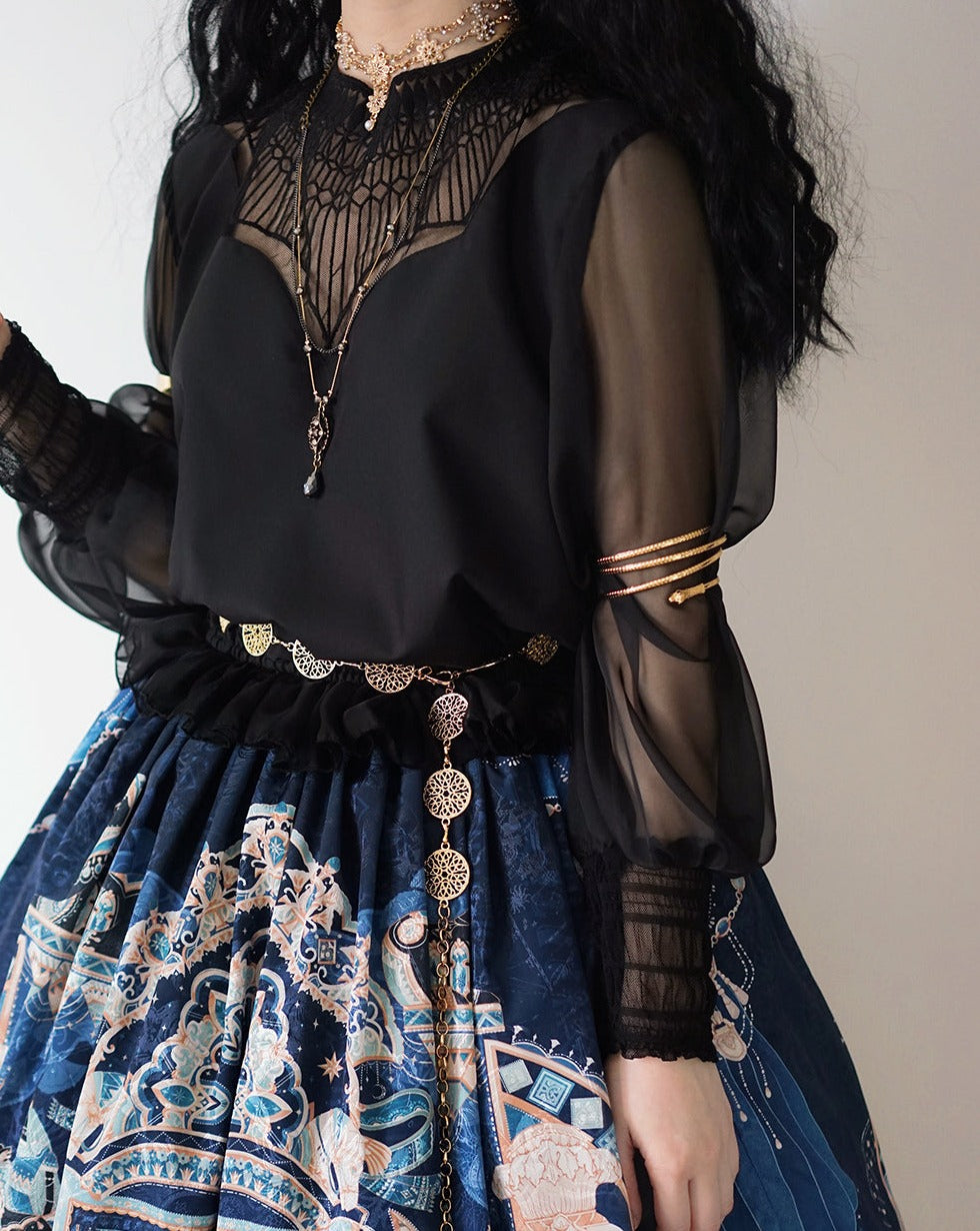 Twilight Egyptian Lolita Sheer Embroidered Blouse