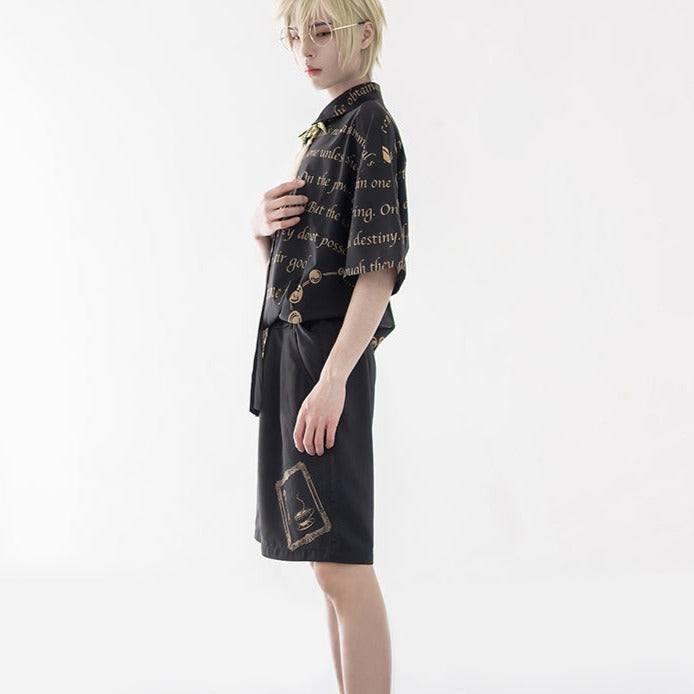 Prince Lolita Black Printed Short Pants