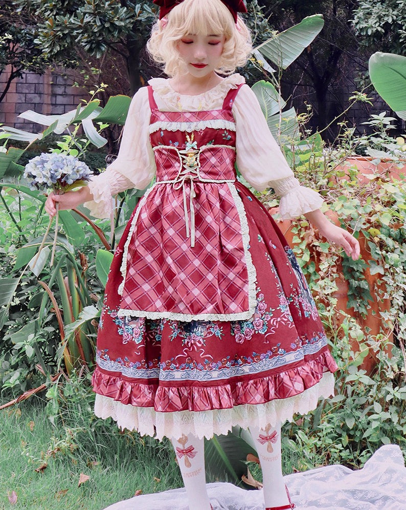 赤ずきんちゃんプリント ガーデンスタイル ジャンパースカート
