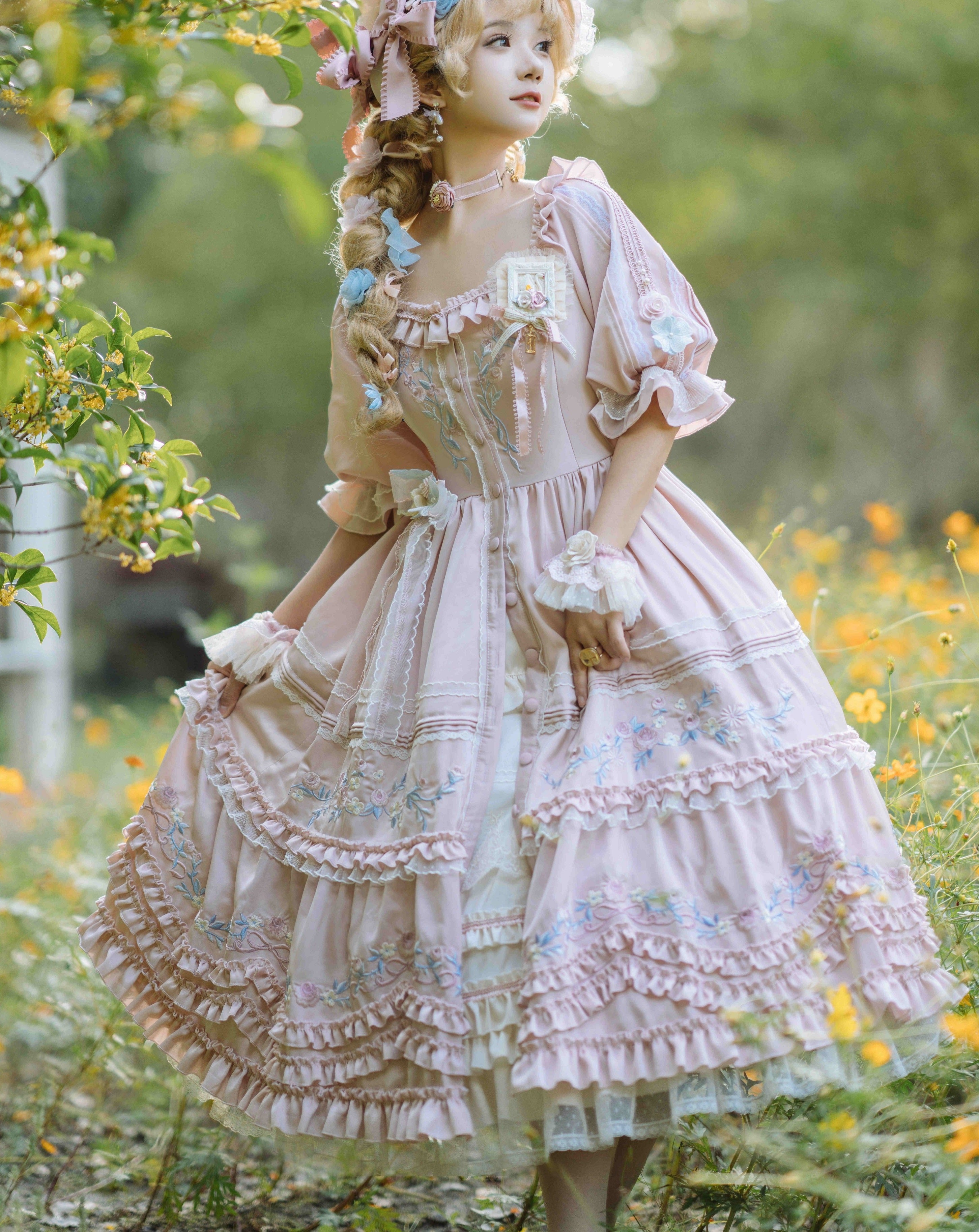 薔薇刺繍のガーデンプリンセスドレス フルセット