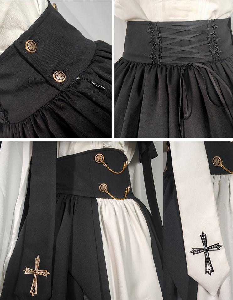 【予約販売】Holy academy 学院風 ゴスロリ スカート・マントセットアップ