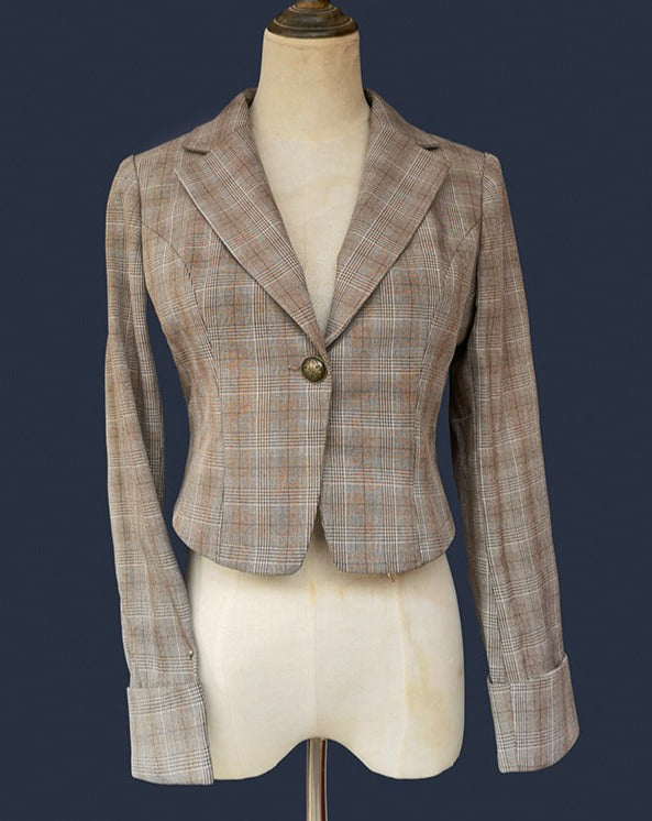 Foggy Track Traditional Check Jumper Skirt and Jacket