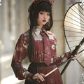 月下の花和風プリントブラウス　和ロリ