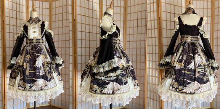 鶴の飛翔 華ロリプリンセスドレス フルセット